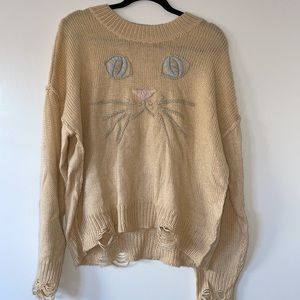 Oversized Wildfox cat sweater.